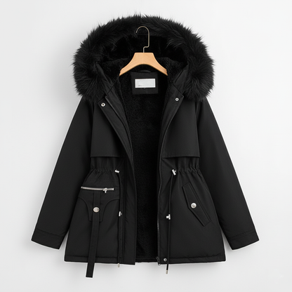 Dameparka med Justerbar Talje og Pelshætte 4