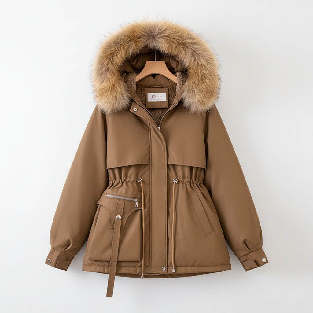Dameparka med Justerbar Talje og Pelshætte 6