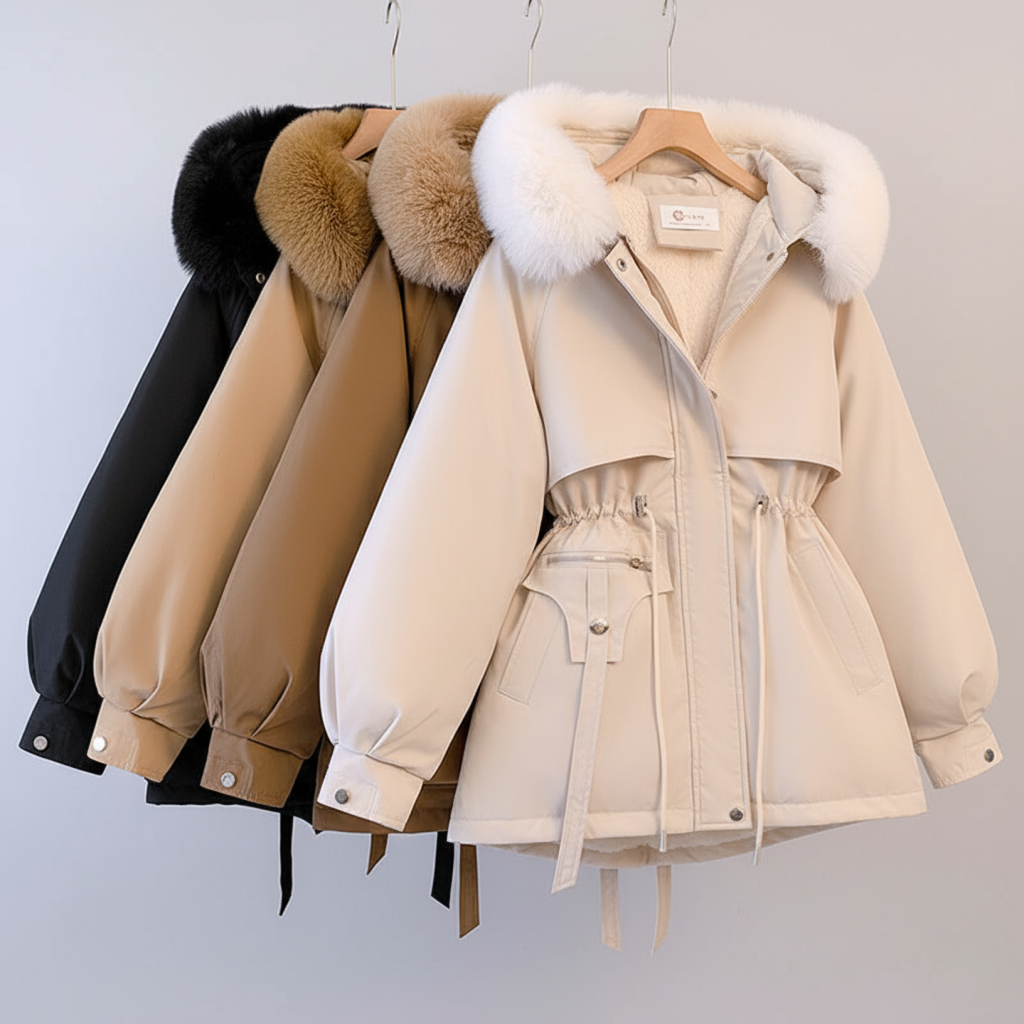 Dameparka med Justerbar Talje og Pelshætte 7