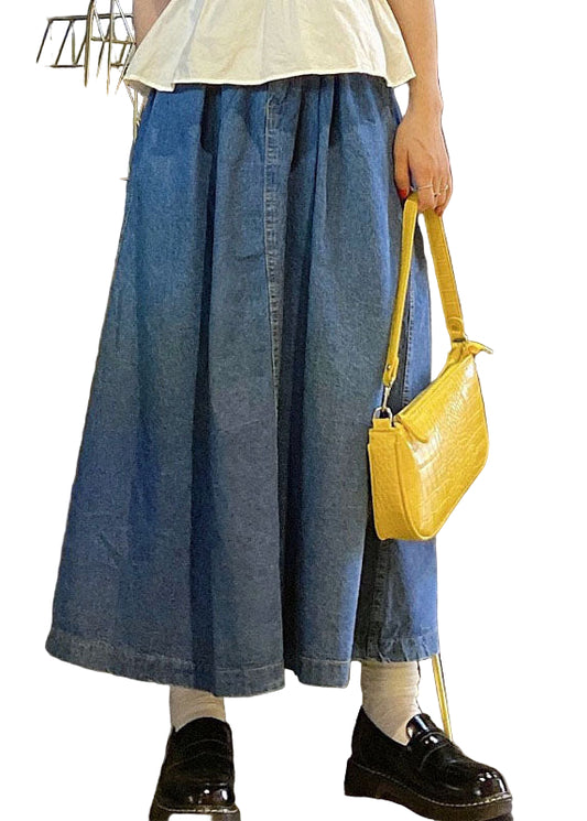 Damer A-Line Nederdel Højtalje med Lommer og Patchwork Design 0