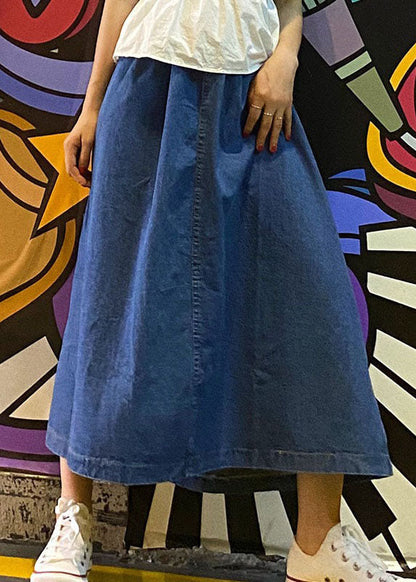 Damer A-Line Nederdel Højtalje med Lommer og Patchwork Design 1