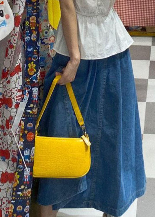 Damer A-Line Nederdel Højtalje med Lommer og Patchwork Design 4
