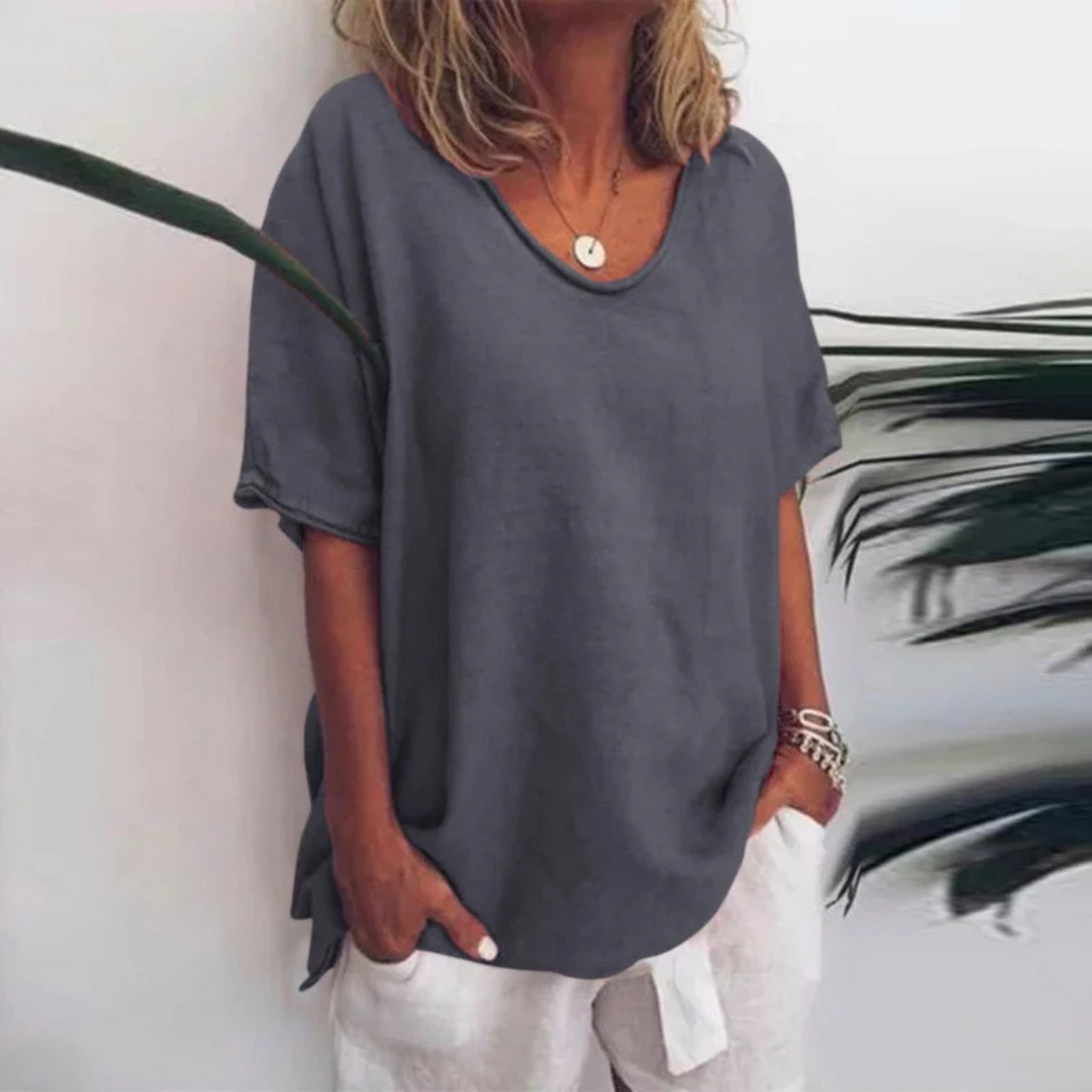 Damer Bluse med Lange Ærmer Løs Stil 0