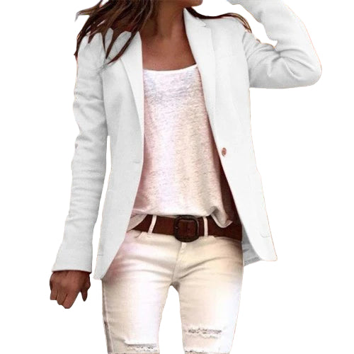 Damernes Blazer Revers Lange Ærmer Polyester 0