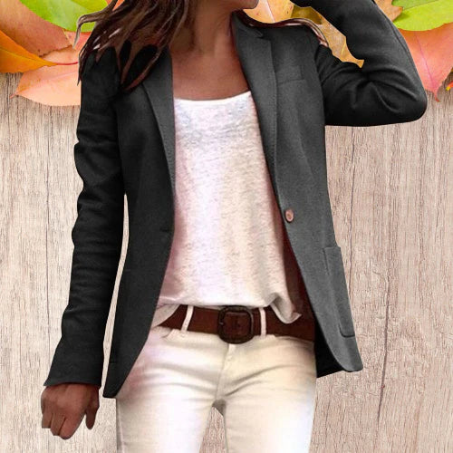 Damernes Blazer Revers Lange Ærmer Polyester 1