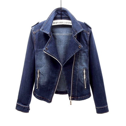Damernes Denim Jakke Med Asymmetrisk Lynlås 0