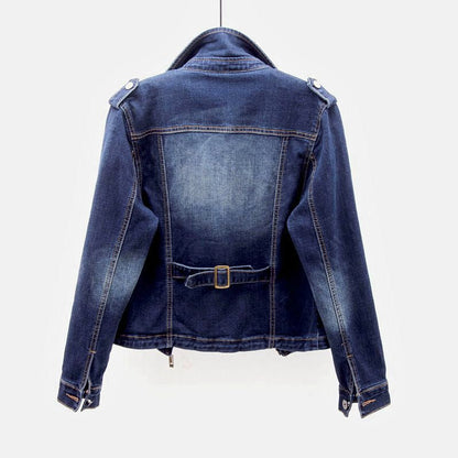 Damernes Denim Jakke Med Asymmetrisk Lynlås 4