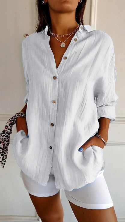 Dames Button Down Skjorte Casual Design 11