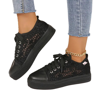 Dames Sneakers med Snørebånd og Åben Struktur 3