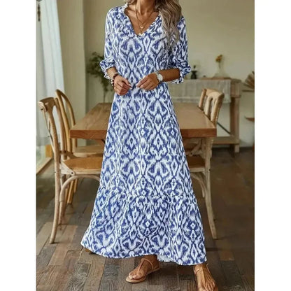 Damesommerkjole med V-hals og halve ærmer 1