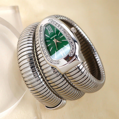 Dameur Med Quartz Urværk Og Sammenflettet Metalarmbånd 1