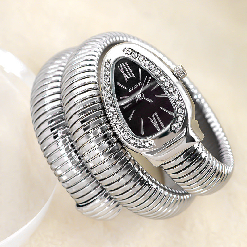 Dameur Med Quartz Urværk Og Sammenflettet Metalarmbånd 6
