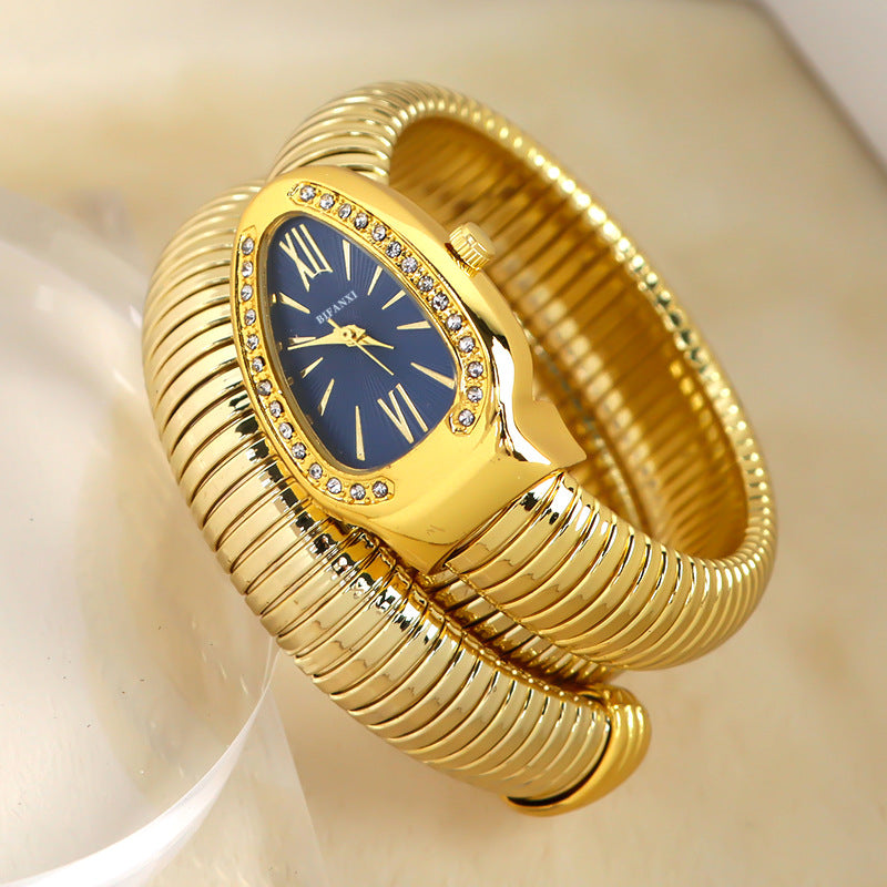 Dameur Med Quartz Urværk Og Sammenflettet Metalarmbånd 8
