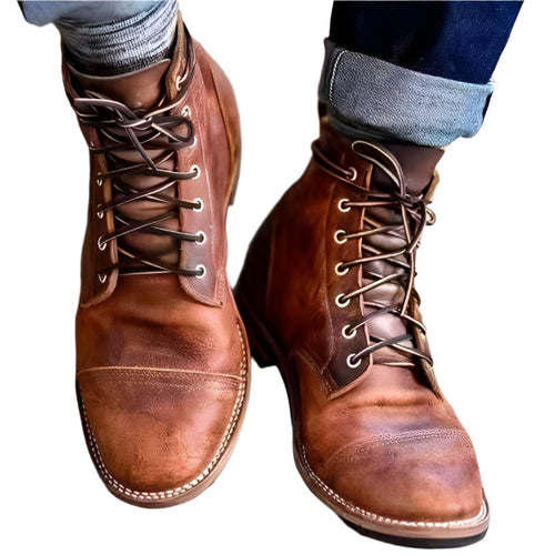 Herre Støvler Lace-Up Læder Robust Design-1