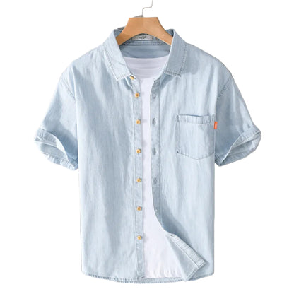 Herre Skjorte Denim Afslappet Stil Bomuld