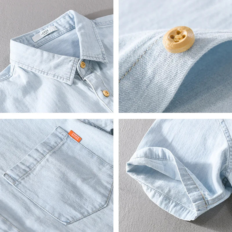 Herre Skjorte Denim Afslappet Stil Bomuld
