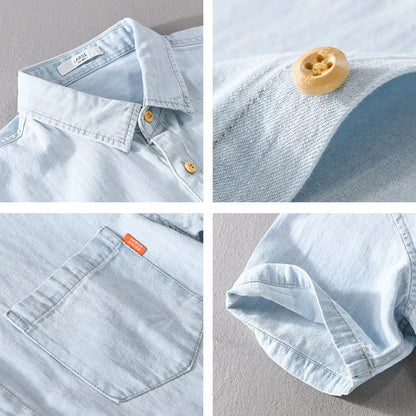Herre Skjorte Denim Afslappet Stil Bomuld