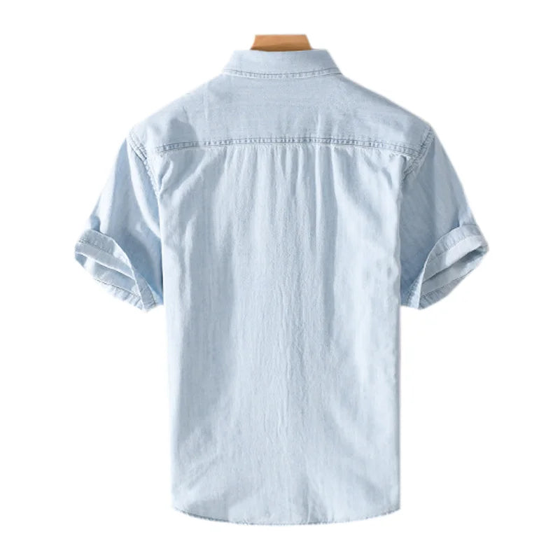 Herre Skjorte Denim Afslappet Stil Bomuld