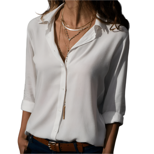 Skjortebluse Dame Elegant Design Blød 100% Bomuld-1