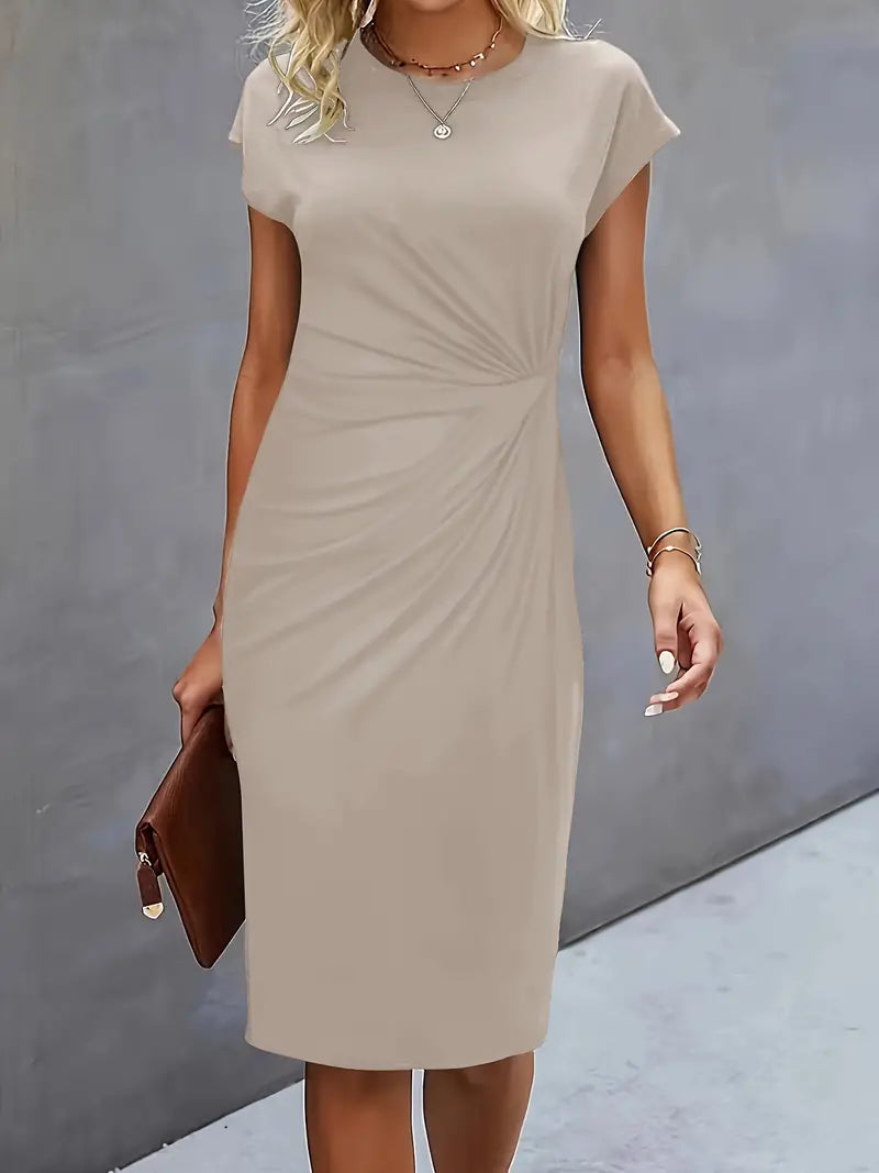 Variant image for Kvinders Midi Kjole Rund Hals Let Stof Elegant-27