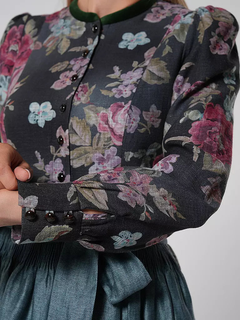 Festkjole Damer Vintage Blomsterdesign Med Forklæde Blødt Stof 3