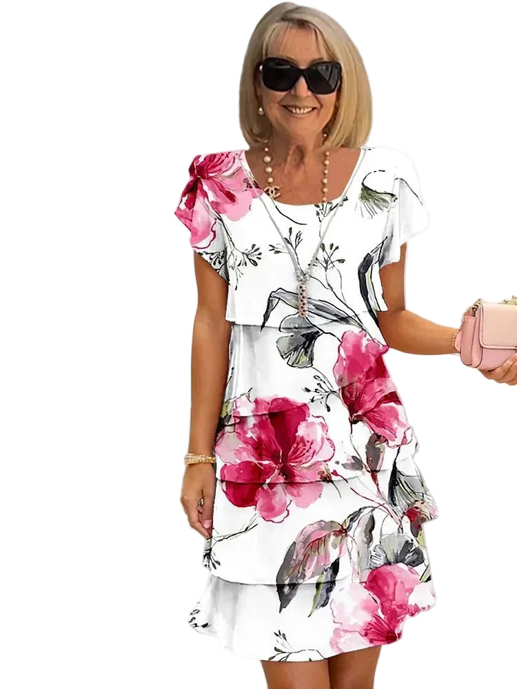 Festkjoler Damer Plisseret Kjole med Blomsterprint 0