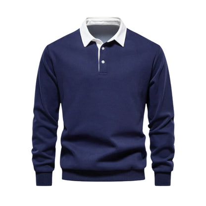 Herre Polo Shirt Langærmet Klassisk Krave 100% Bomuld-1