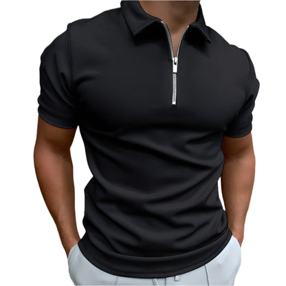 Herre Poloshirt Kortærmet Med Lynlås