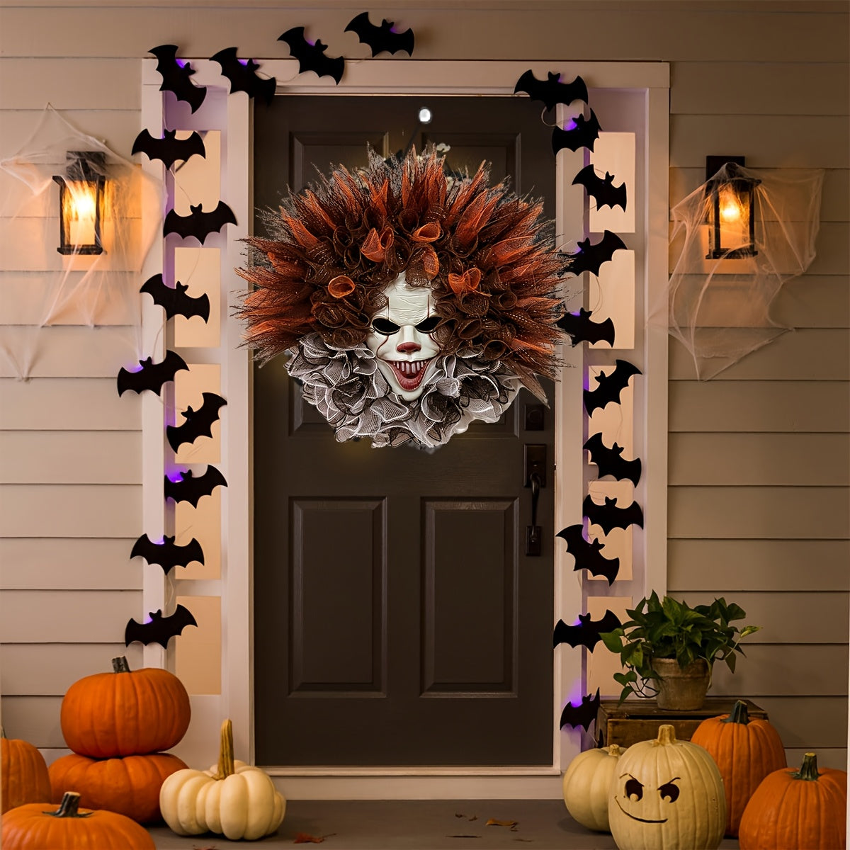 Halloween Dørdekoration Klovnekrans 0