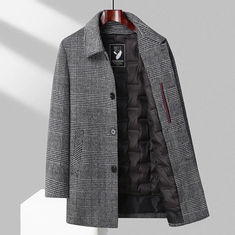 Herre 3/4 Overfrakke Klassisk Plaid Stilig 1