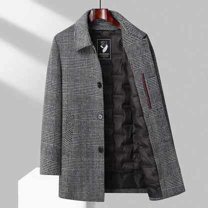 Herre 3/4 Overfrakke Klassisk Plaid Stilig 1