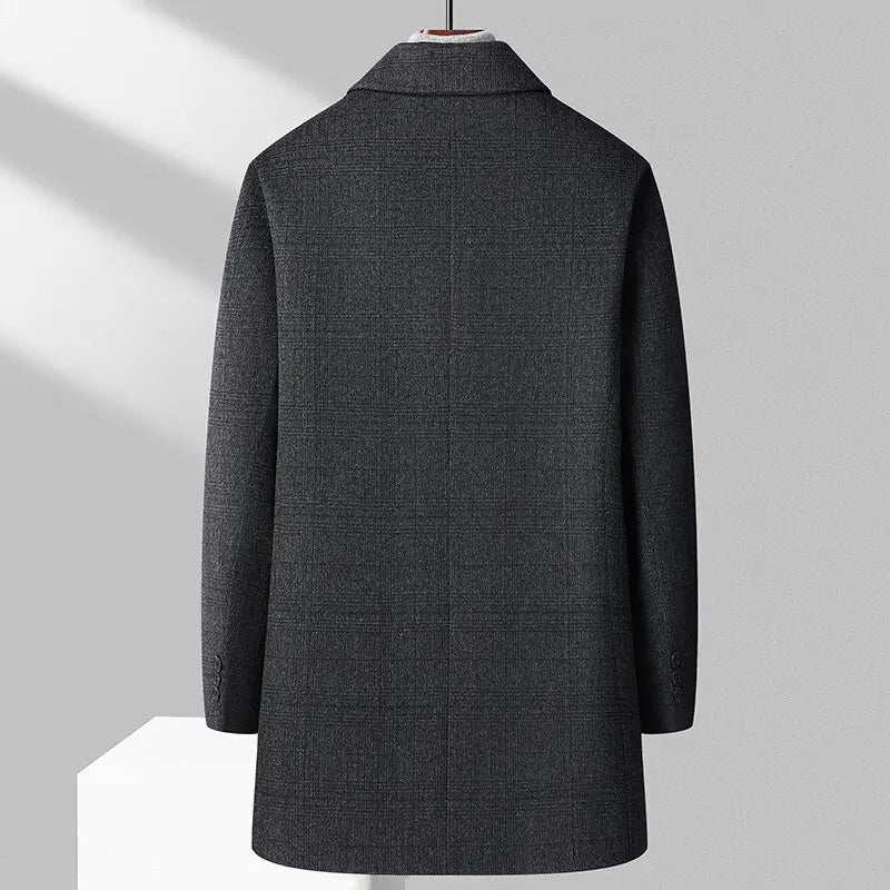 Herre 3/4 Overfrakke Klassisk Plaid Stilig 3