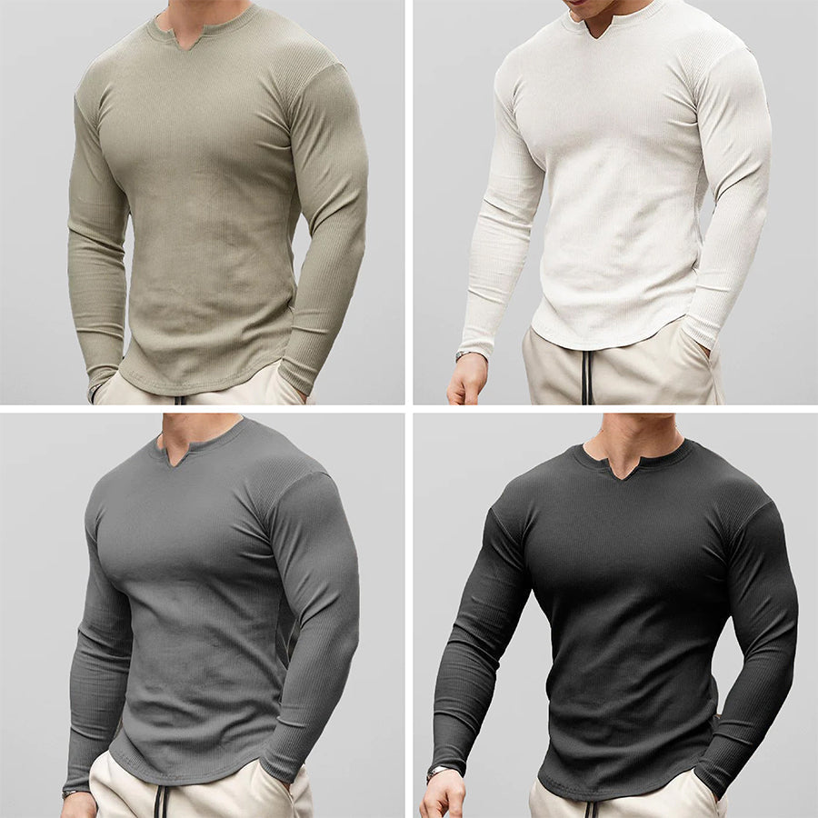 Herre Athletic Fit Skjorte Klassisk Stil 4