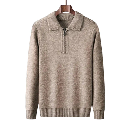 Herre Cardigan Høj Hals med Lynlås og Ribbede Kanter 0