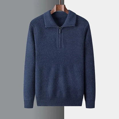 Herre Cardigan Høj Hals med Lynlås og Ribbede Kanter 3