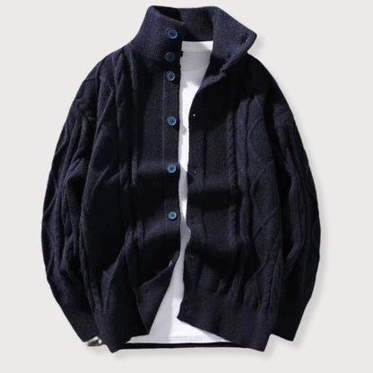 Herre Cardigan Kabelstrik Design til Mænd med Høj Krave 2