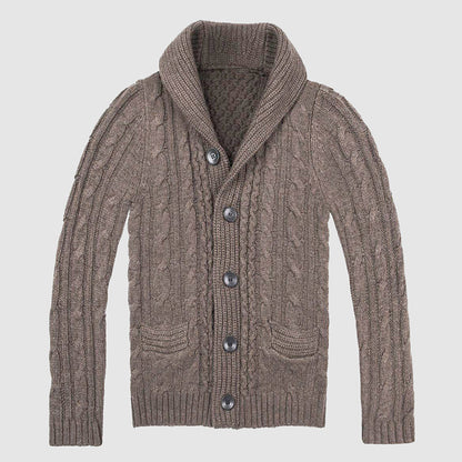 Herre Cardigan med Kabelstrik og Sjalkrave 2