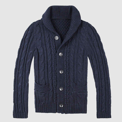 Herre Cardigan med Kabelstrik og Sjalkrave 3