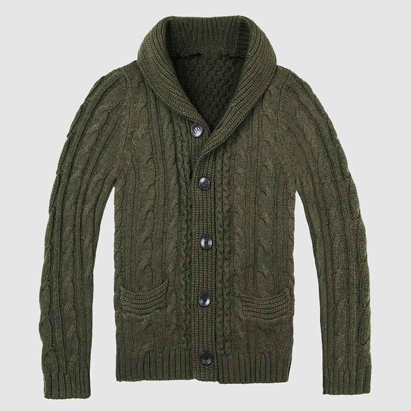 Herre Cardigan med Kabelstrik og Sjalkrave 4