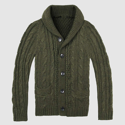Herre Cardigan med Kabelstrik og Sjalkrave 4