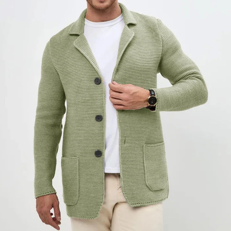 Herre Cardigan med Knaplukning og Turn-Down Krave 4