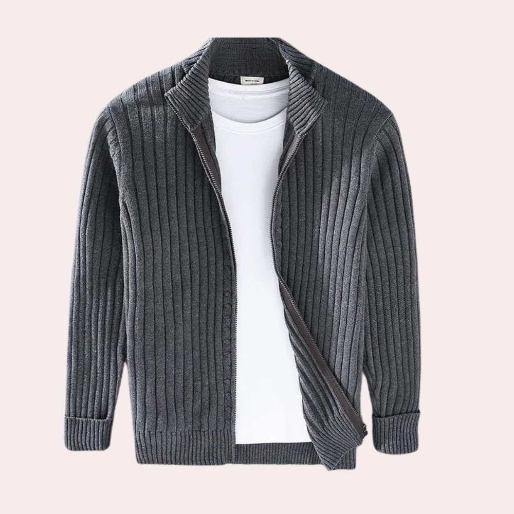 Herre Cardigan med Lynlås – Moderne Strikstrøje til Mænd 4