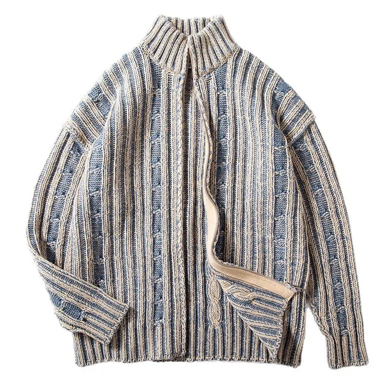 Herre Cardigan med Lynlås og Høj Hals 0