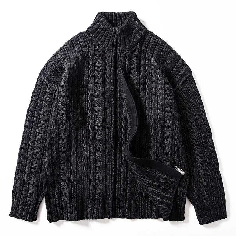 Herre Cardigan med Lynlås og Høj Hals 1