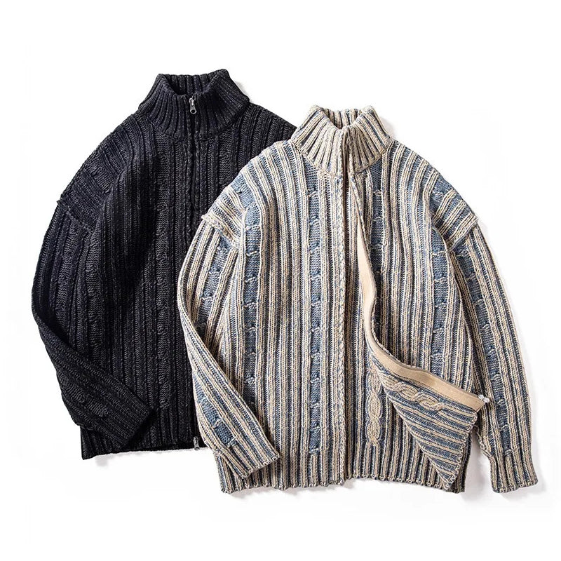 Herre Cardigan med Lynlås og Høj Hals 2