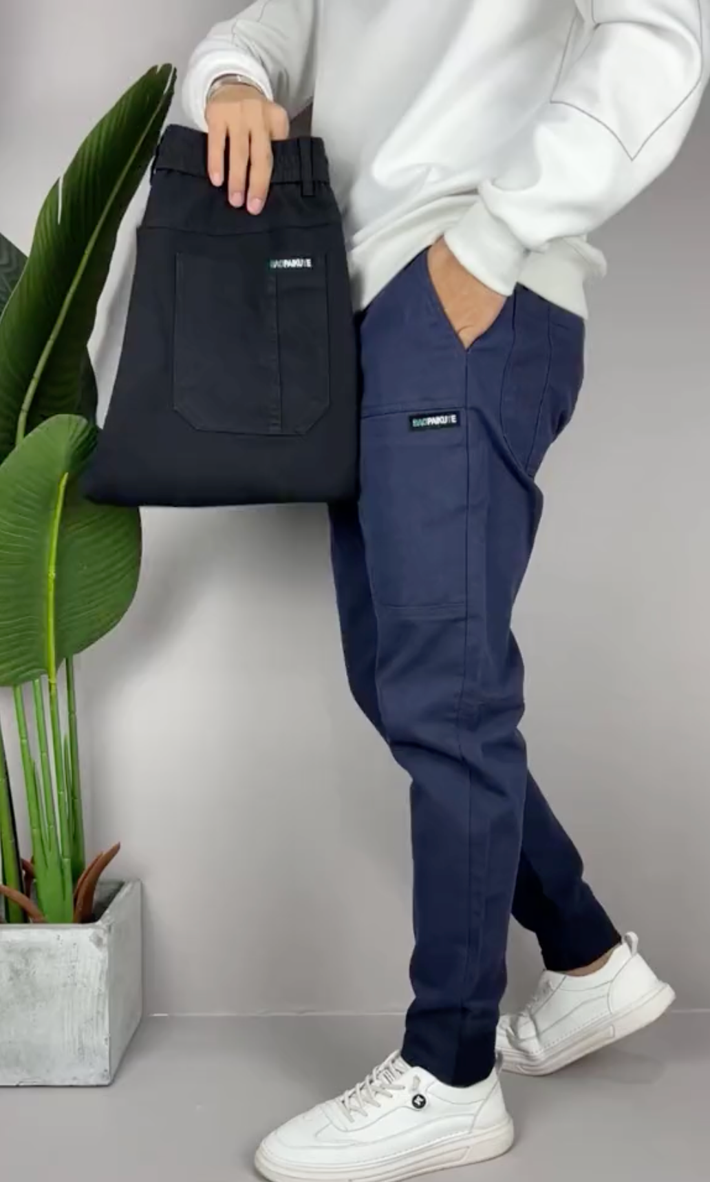 Herre Cargo Bukser Komfortabel Stretch Fit Høj Kvalitet Stof 3