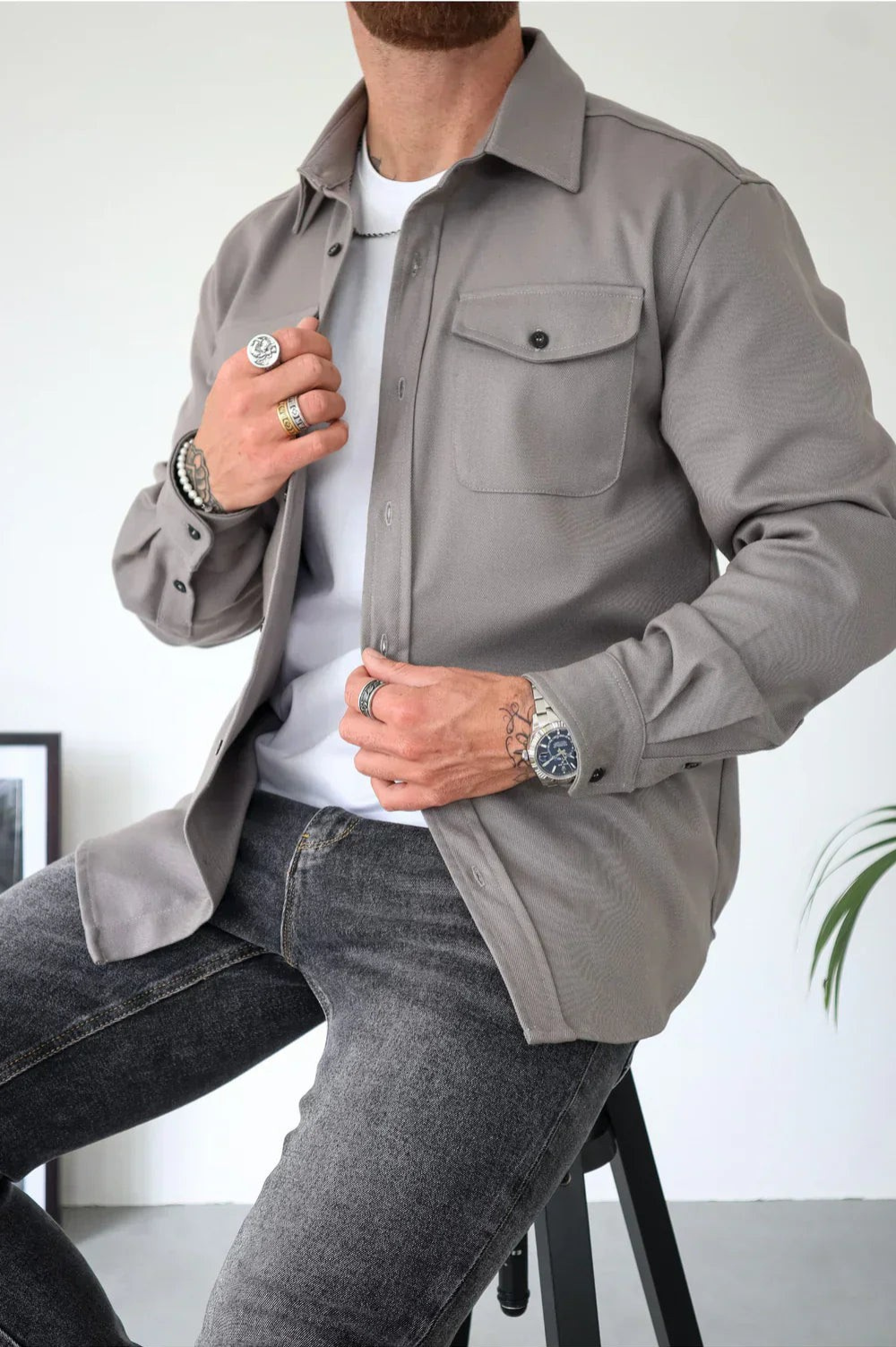 Herre Casual Overshirt Moderne Stil 0
