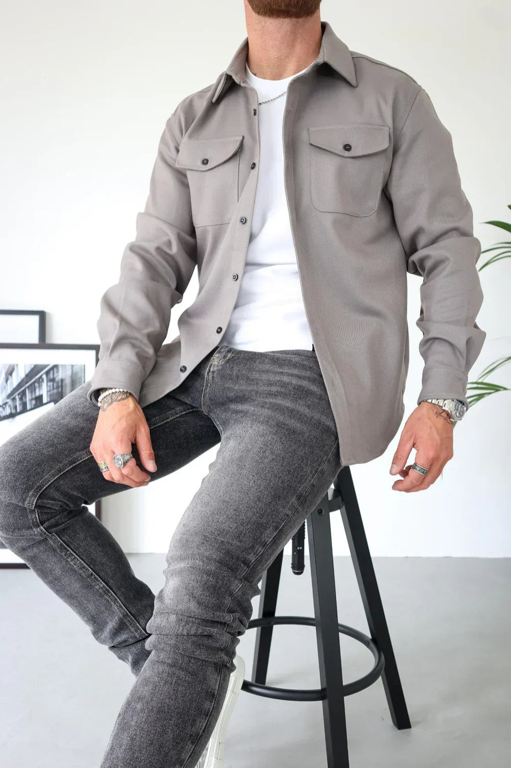 Herre Casual Overshirt Moderne Stil 1