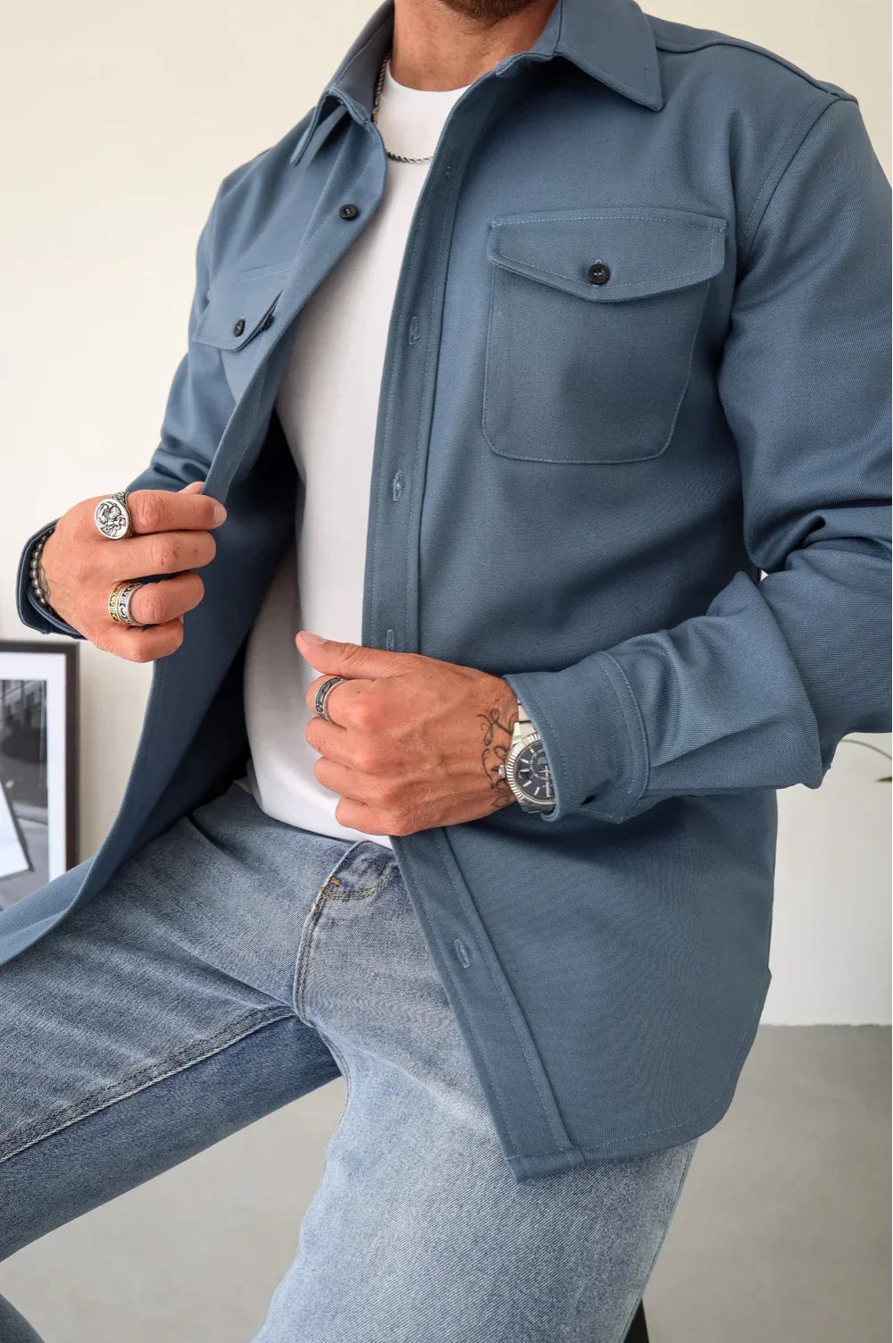 Herre Casual Overshirt Moderne Stil 10
