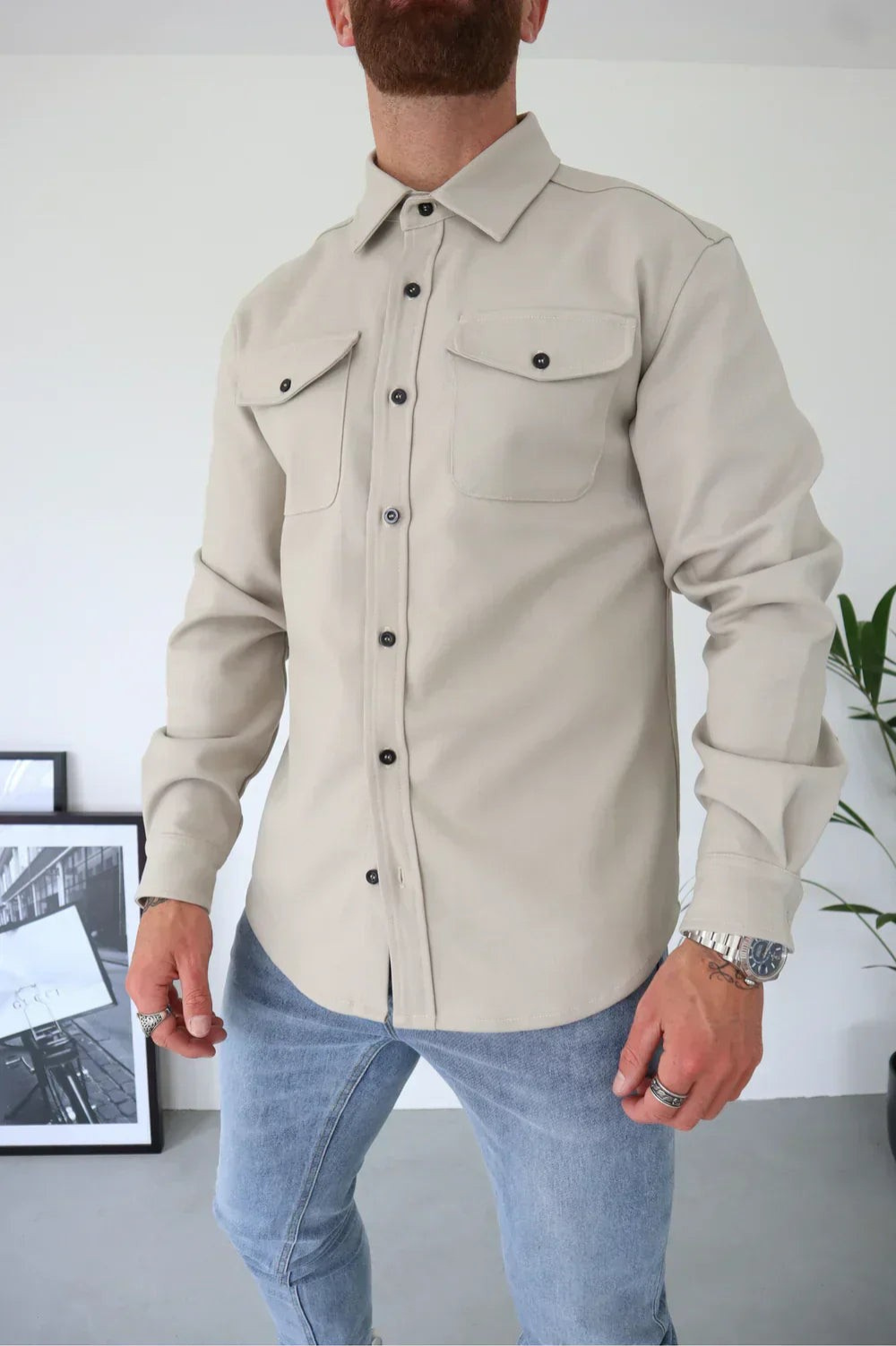 Herre Casual Overshirt Moderne Stil 8